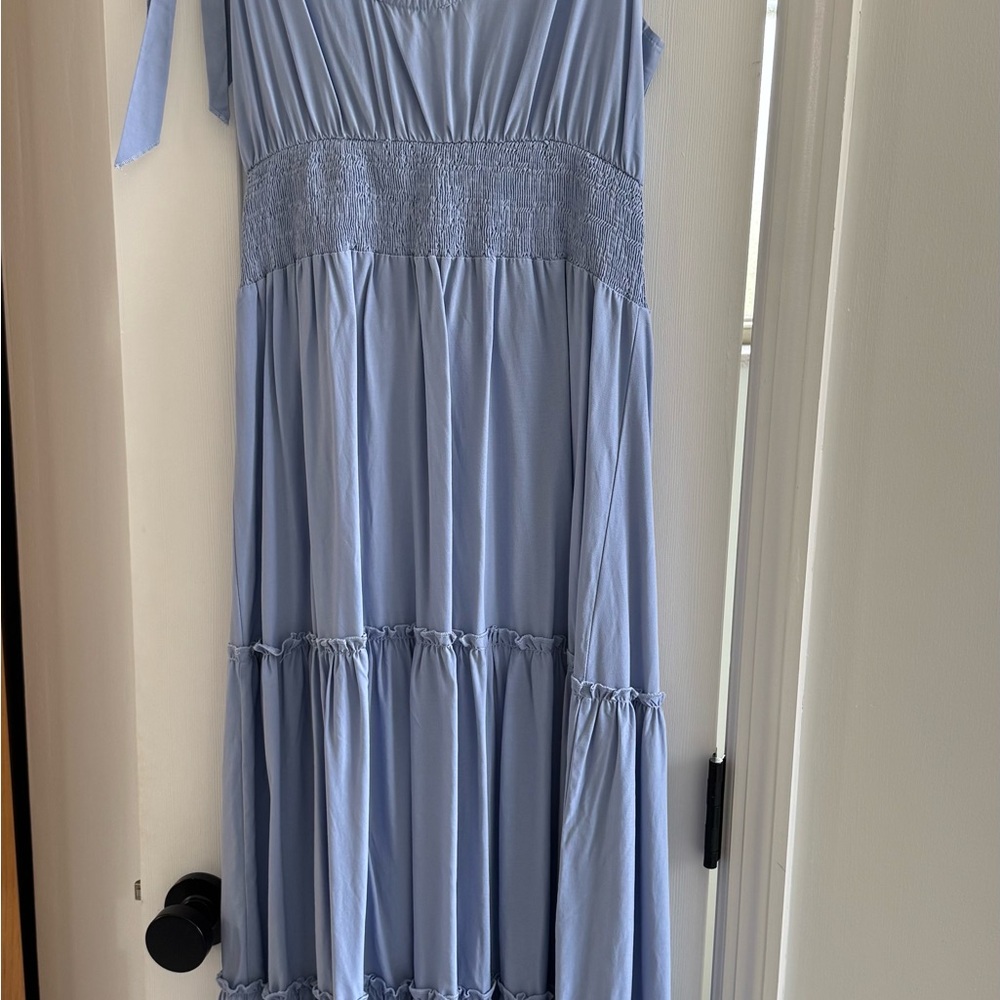 Light Blue Sleeveless Maxi Dress